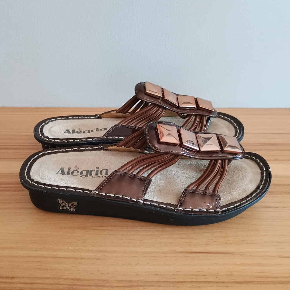 Alegria Sandals Womens 35 Bronze Leather Casual Slip On Pisa Sandal PIS-26 - Picture 3 of 9
